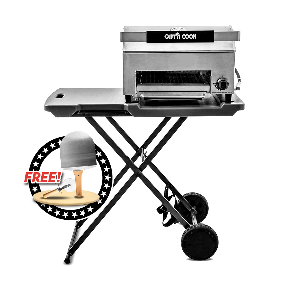 Ovenplus Double Deck Outdoor Pizza Oven w/ Foldable Master Cart
